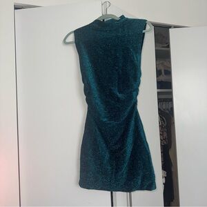Reformation Alden Knit Sleeveless Mini Dress, Blue Sparkle
